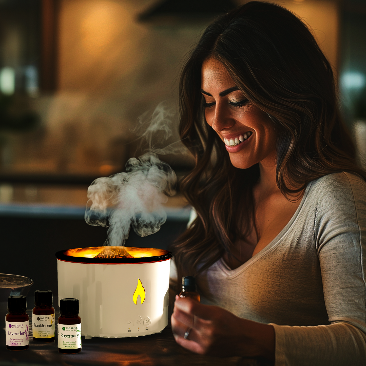 Makana Volcano Diffuser & Sampler Set of Six Hand-Picked Essential Oils